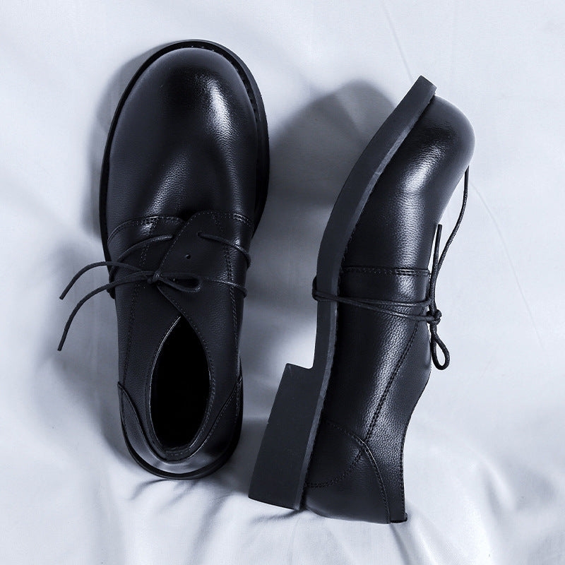Green Thick-soled British Style Dad Round Head Casual Shoes