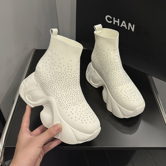 Women's Socks Fashionable Flying Woven Platform Height Sneakers