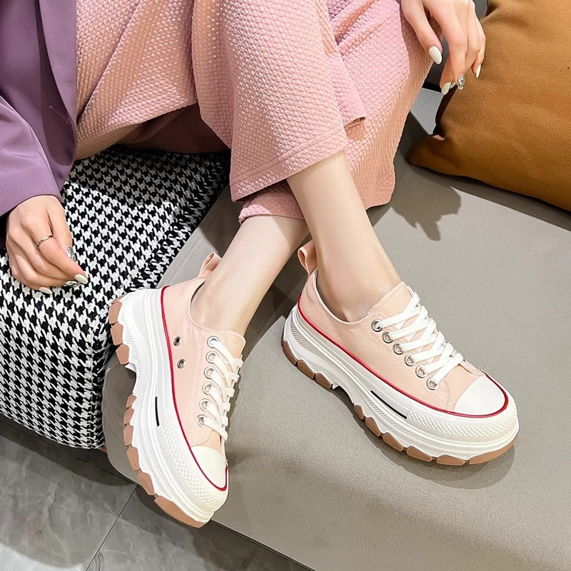 Women's Leisure Thick-soled Small Height Increasing Breathable Canvas Shoes