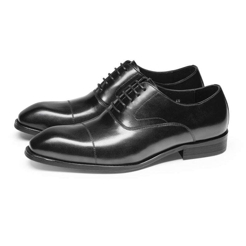 Men's Hours Elegant Square Toe First Layer Cowhide Leather Shoes