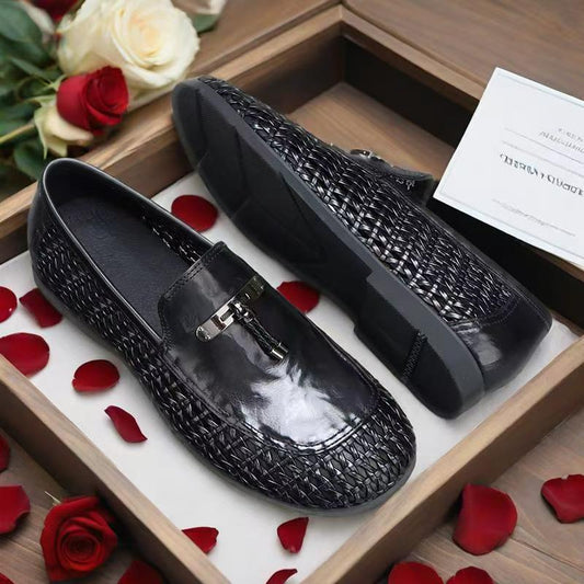 Men's Luxury Summer Handmade Woven Hollowed Breathable Loafers