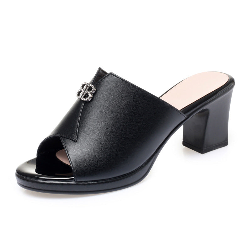 Women's Fashion Outerwear Chunky Peep Toe Fitting High Sandals