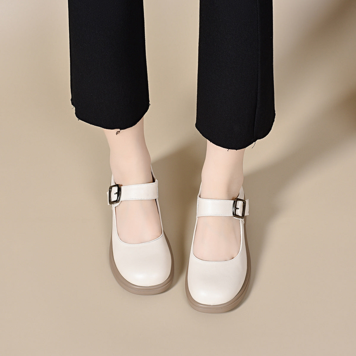 Women's Jane First Layer Cowhide Buckle Low-cut Loafers