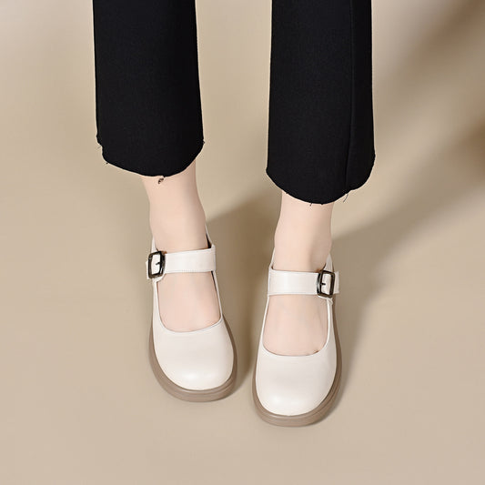 Women's Jane First Layer Cowhide Buckle Low-cut Loafers