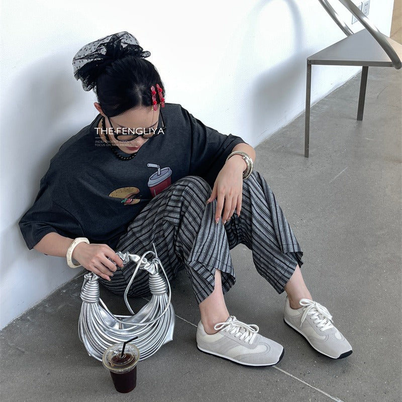 Women's Style Square Toe Flat Bottom Dad Casual Shoes
