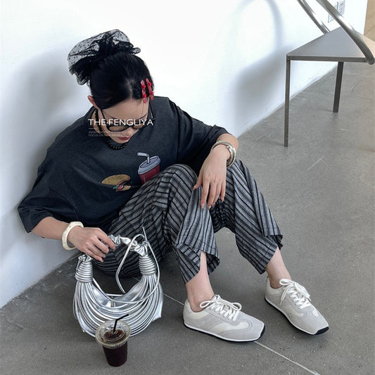 Women's Style Square Toe Flat Bottom Dad Casual Shoes