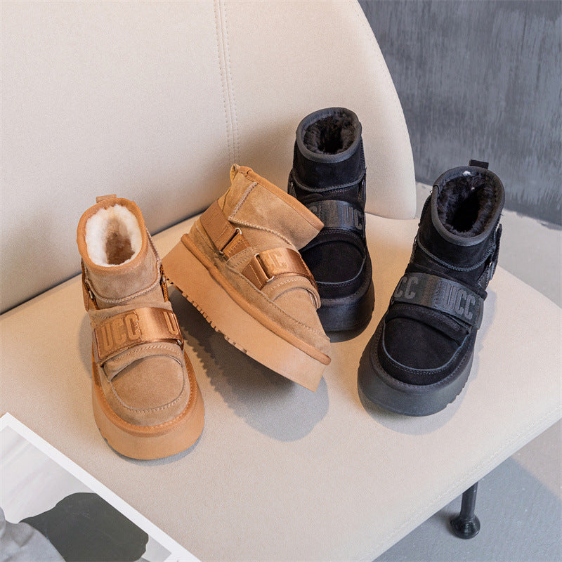 Genuine Platform Female Winter Thickened Veet Snow Boots