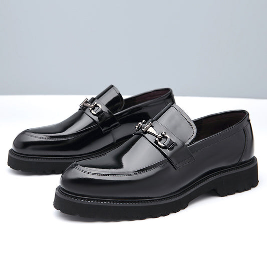 Men's Autumn Breathable Business Cowhide Slip-on Casual Shoes
