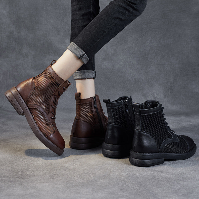 Women's Spring Breathable Mesh Booties British Retro Boots