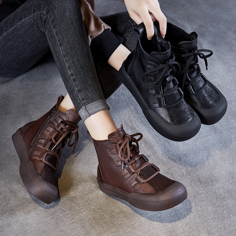 Genuine Handmade Retro Roman Thick Bottom Flat Martens Boots