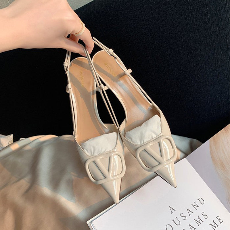 Women's Temperament Commute Leisure V Buckle Pointed High Heels