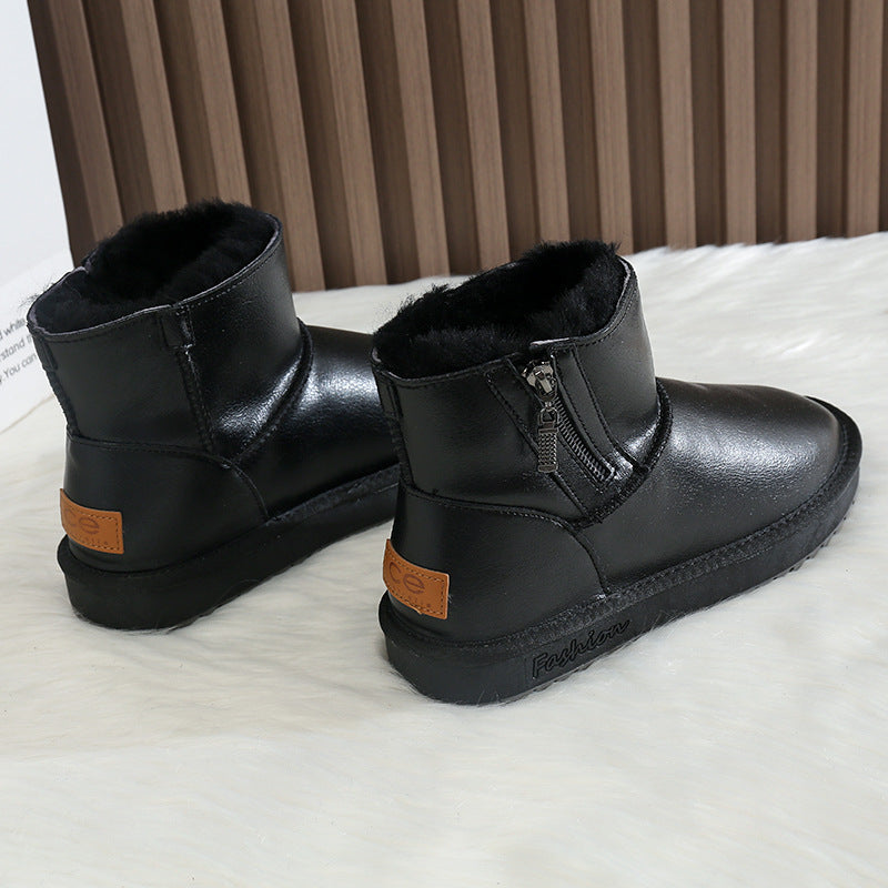 Men's Fur Winter Fleece Lined Padded Warm Keeping Glossy Northeast Boots