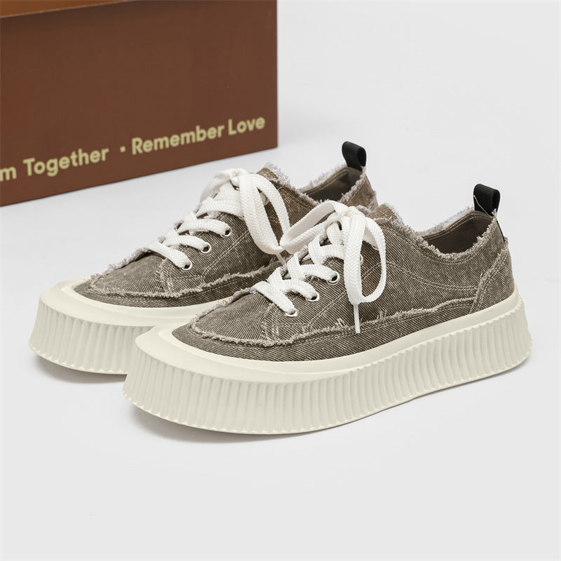 Men's Fashion Low Top Breathable Lightweight Platform Canvas Shoes