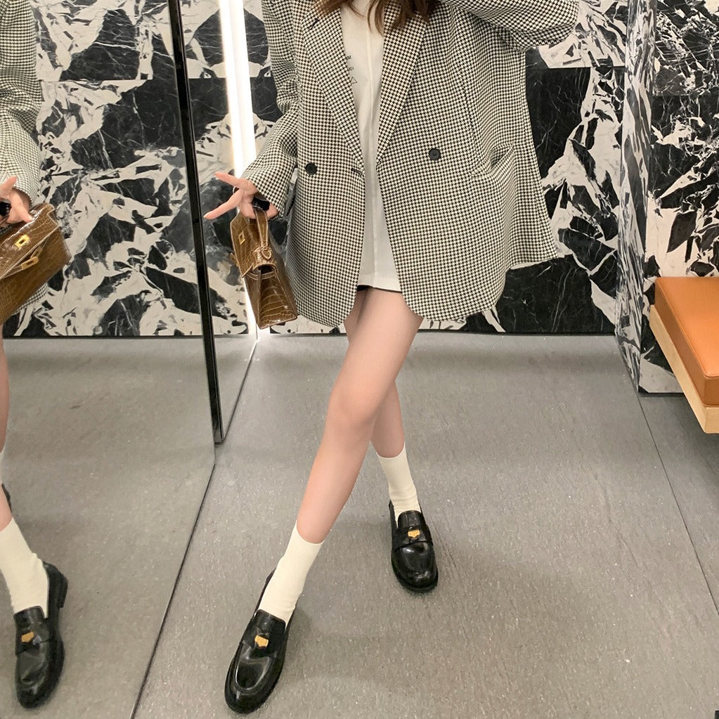 Women's Style Chunky Small Gold Coin British Heels