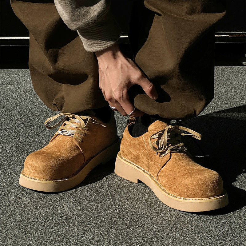 Mickey Big Head Derby Thick Sole Leather Shoes