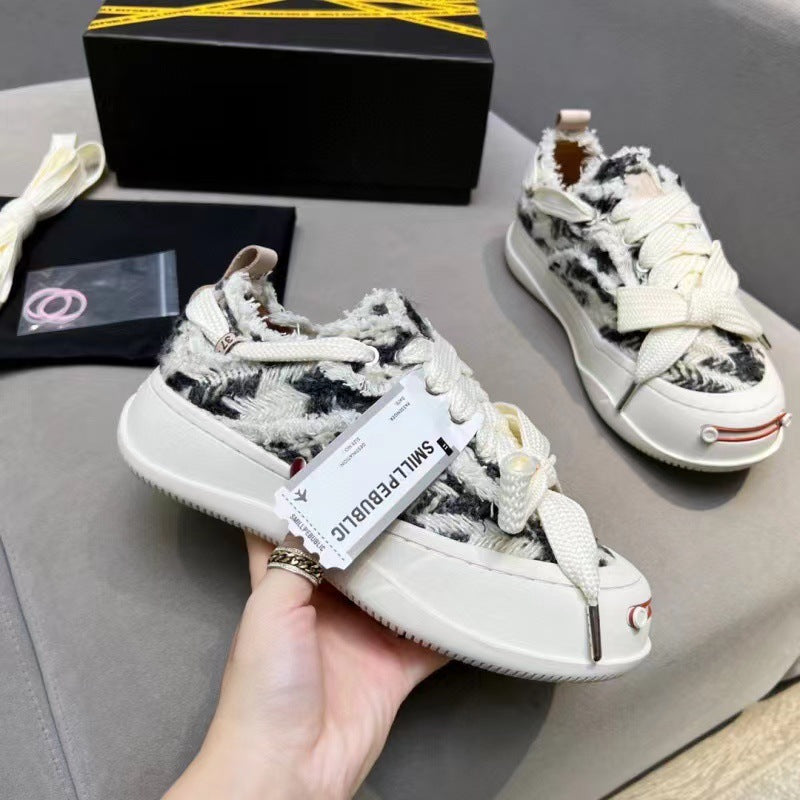 Women's & Men's Smiling Platform With Smile Face Half Canvas Shoes