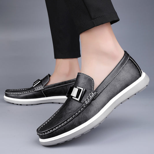 Men's Genuine Fashion Lightweight Wearable Trendy Slip Leather Shoes