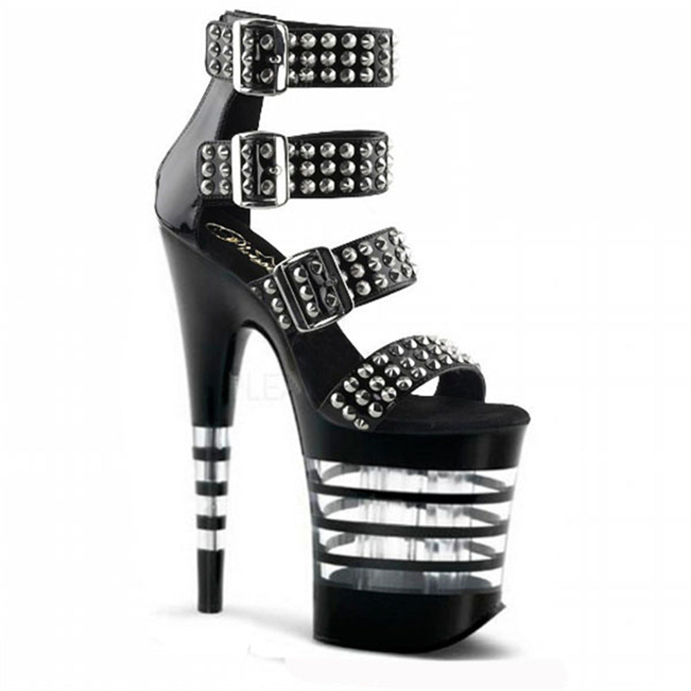 Women's Peep Toe High Stiletto Open Rivet Sandals