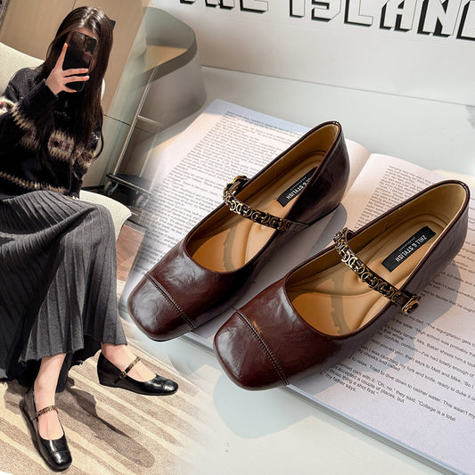 Women's Height Increasing Insole Retro Strap Small Women's Shoes