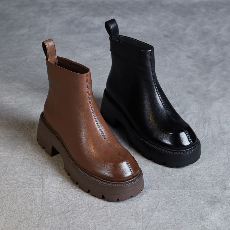 Women's Knight Autumn Genuine Muffin Height Increasing Boots