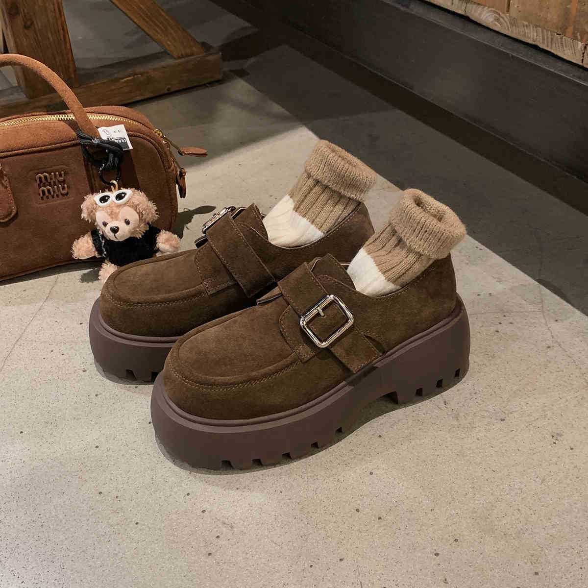 Women's Elegant Metal Buckle Chunky Platform Loafers