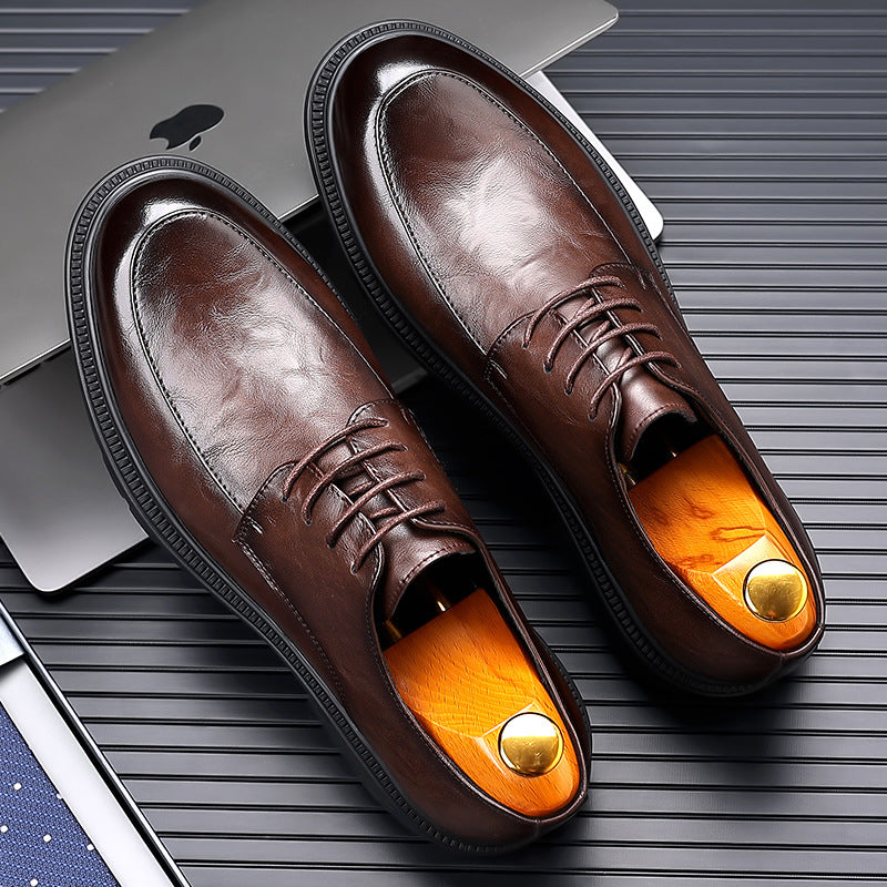 Men's Wear Big Toe Thick Bottom Genuine Leather Shoes
