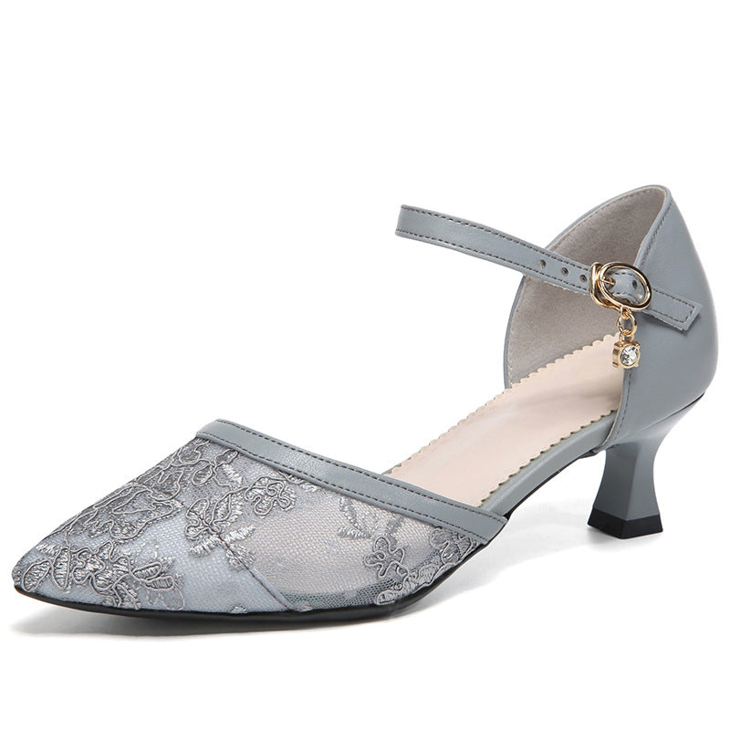 Women's & Men's Sexy Mesh Floral Closed Toe Hollowed Heels