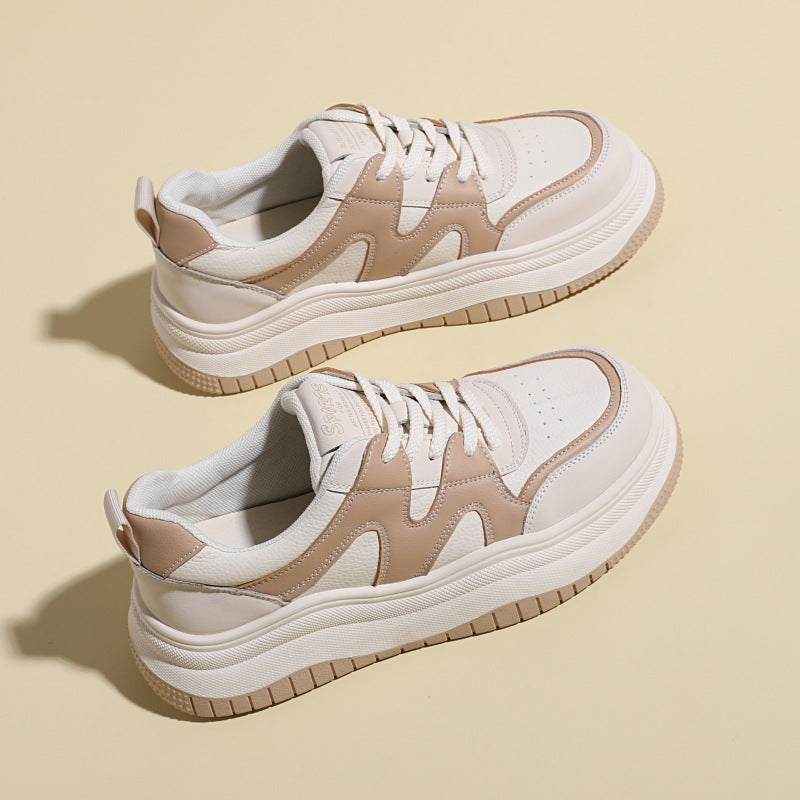 Women's White Autumn Thin Breathable Versatile Platform Sneakers