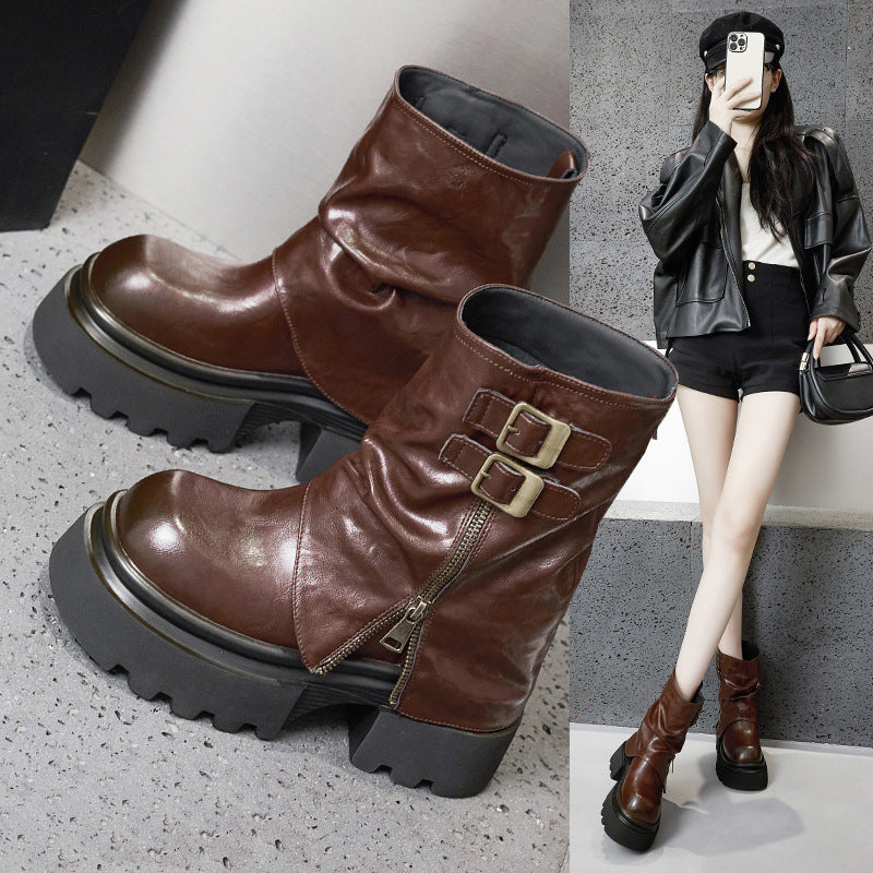 Smoke Pipe Female Two-way Sleeve Short Boots