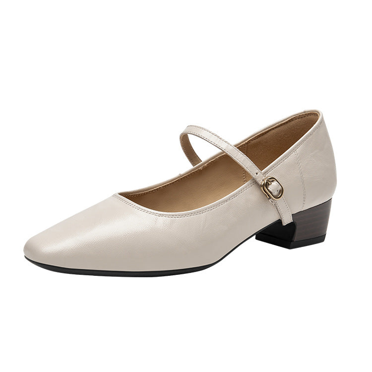 Women's Sheepskin Mary Jane Spring With Chunky Women's Shoes