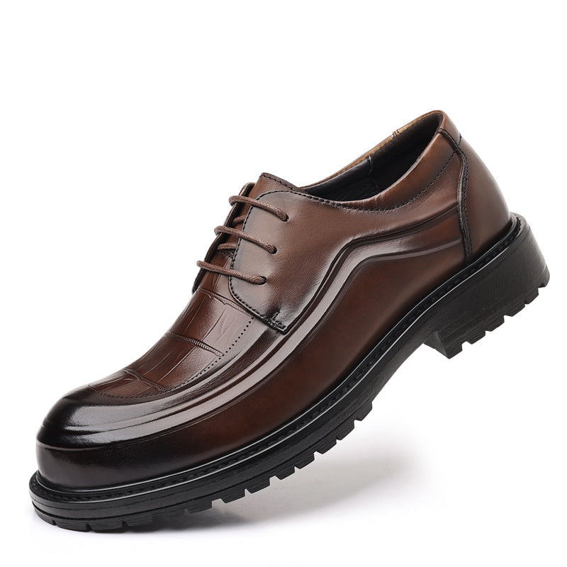 Men's Business Genuine Platform Formal Pure Cowhide Leather Shoes