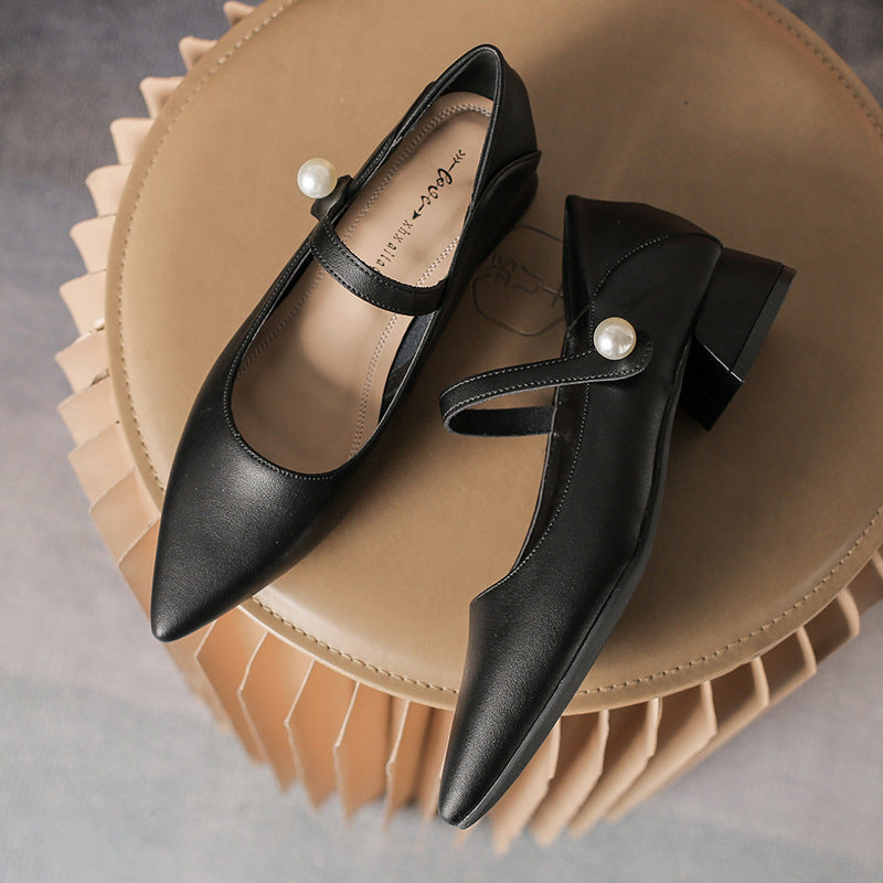 Women's Professional British Style Spring Genuine Pointed Casual Shoes
