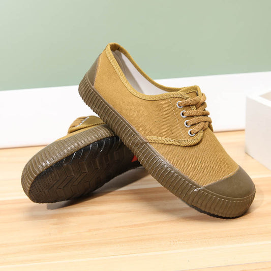 Men's Military Training Liberation Yellow Rubber Vulcanized Canvas Shoes