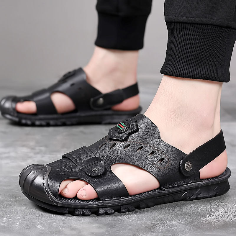 Men's Summer Genuine Closed Toe Trendy Beach Sandals