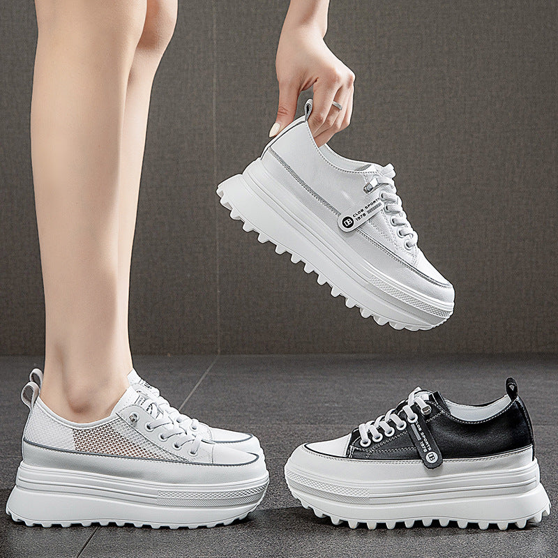 Women's Mesh White Summer Versatile Platform Height Women's Shoes