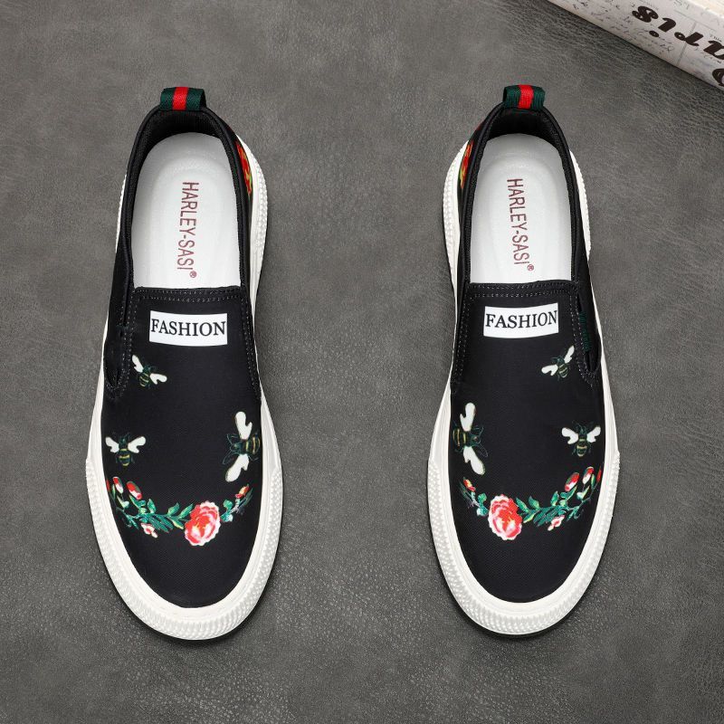 Men's Slip-on Board Summer Breathable Printed Leisure Canvas Shoes