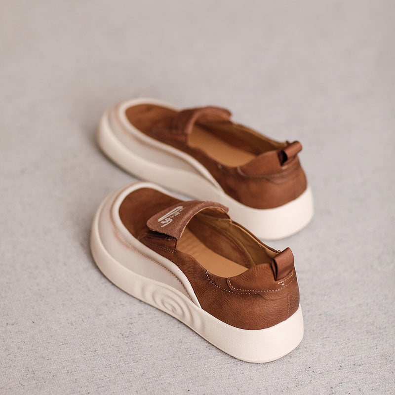 Women's Genuine Slip-on Soft Sole Square Toe Casual Shoes