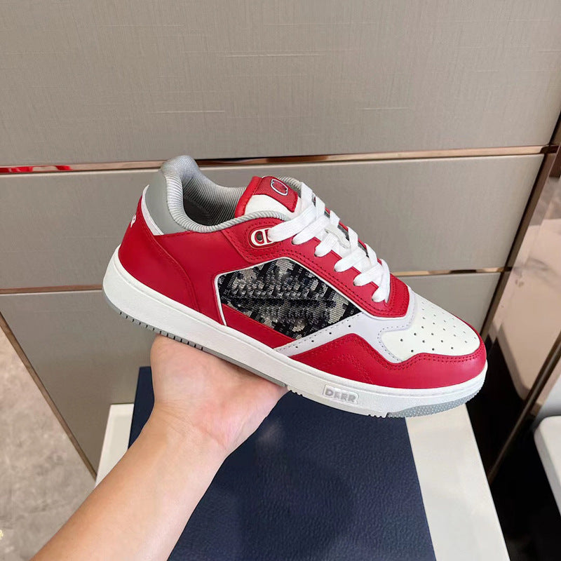 Men's Popular Low Cut Cowhide Color Matching Sneakers