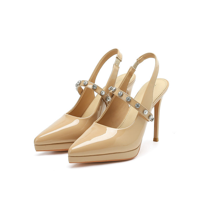 Women's High Pointed Toe Stiletto Waterproof Platform Heels