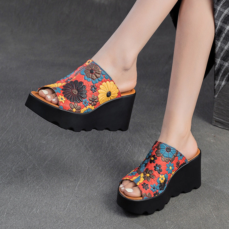 Toe Outdoor Fashion National Style Printed Slippers