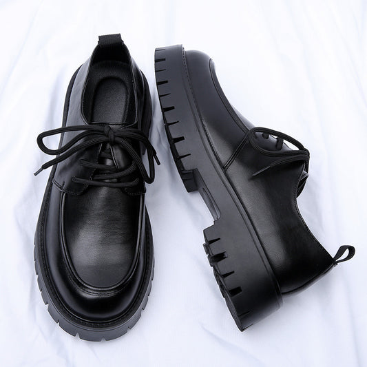 Men's Toe Korean Style Trendy Platform Hight Leather Shoes