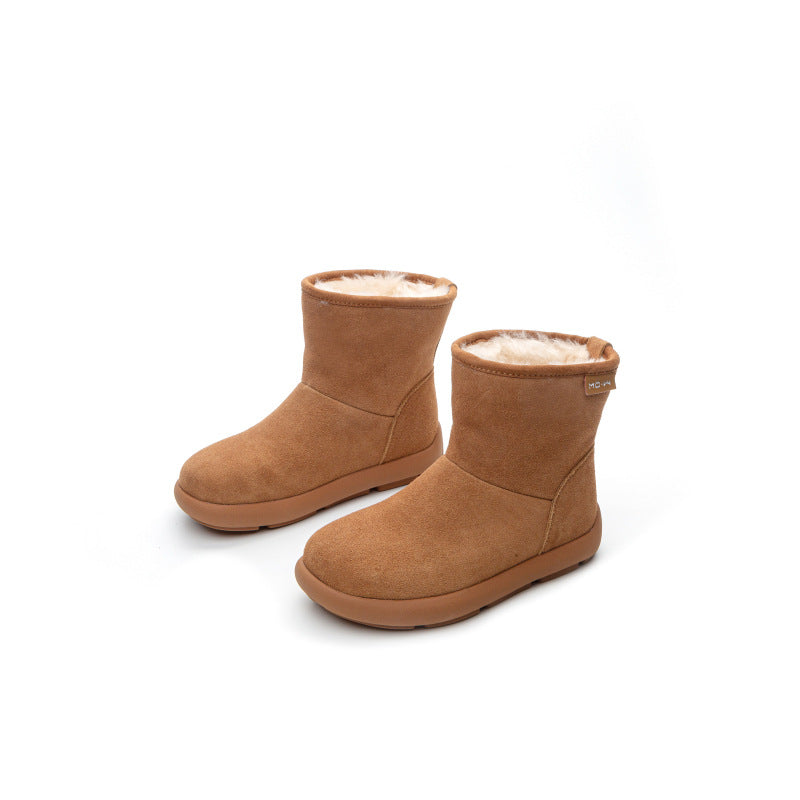 Women's Genuine Matte Winter Middle Tube Real Fur Warm Snow Boots