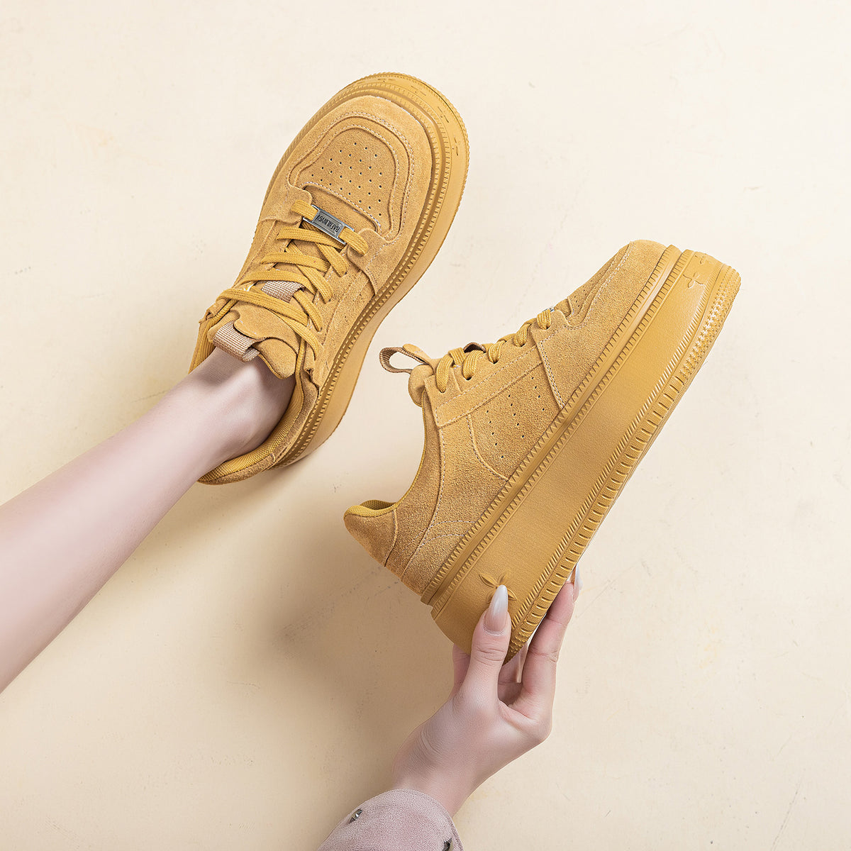 Women's Genuine Platform Board Spring Height Increased Lightweight White Women's Casual Shoes