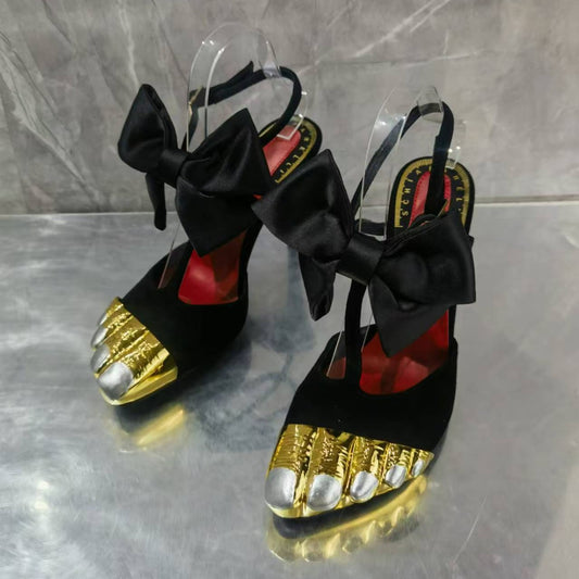 Women's Sheepskin Version French Style Gold Toe Authentic Heels