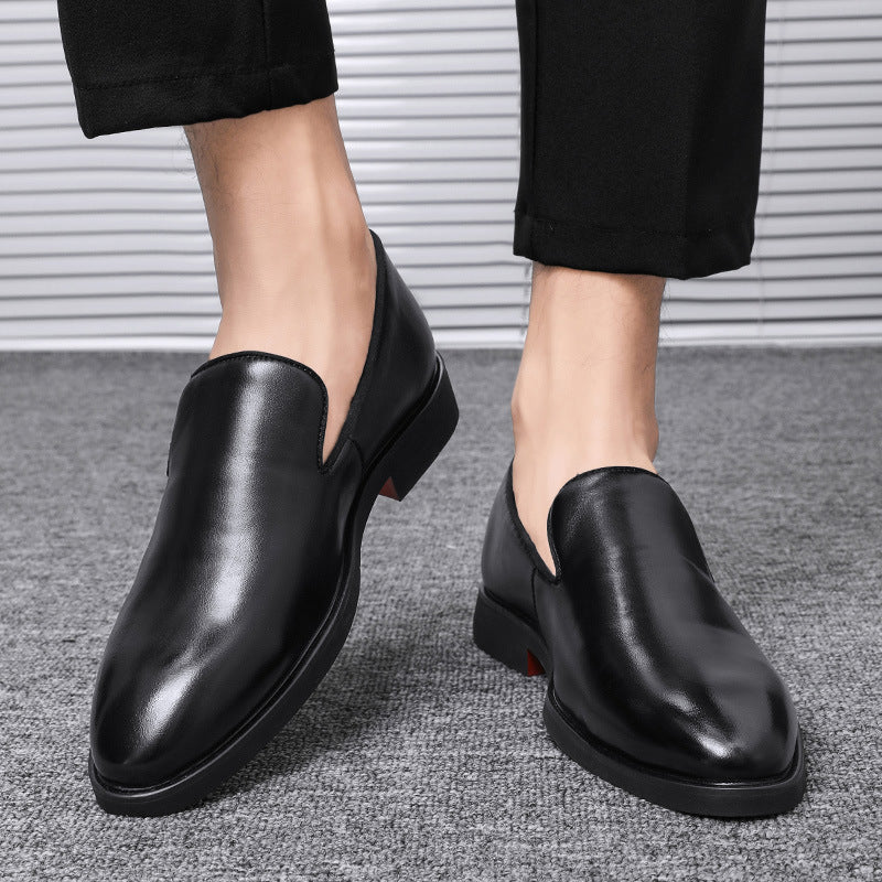 Men's First Layer Cowhide Business Slip-on Formal Leather Shoes