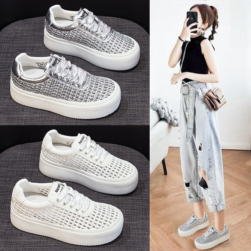 Women's For Summer Transparent Mesh Thick Sole Increased Casual Shoes