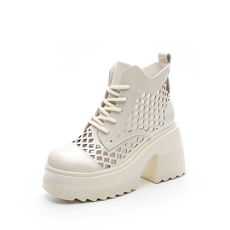 Women's Chunky Platform Height Increased British Style Heels