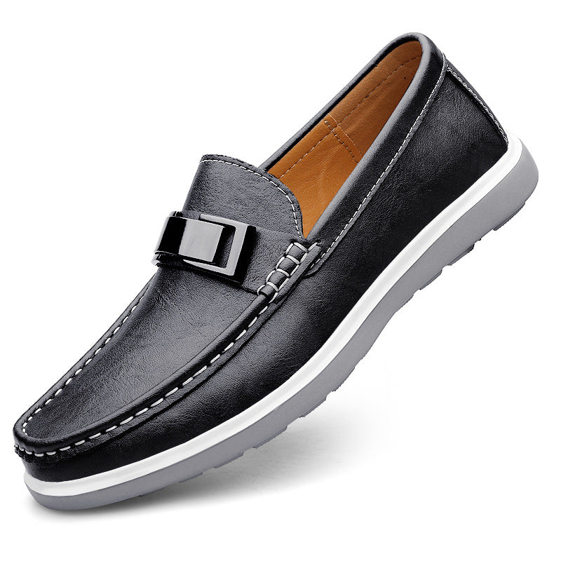 Men's Genuine Fashion Lightweight Wearable Trendy Slip Leather Shoes
