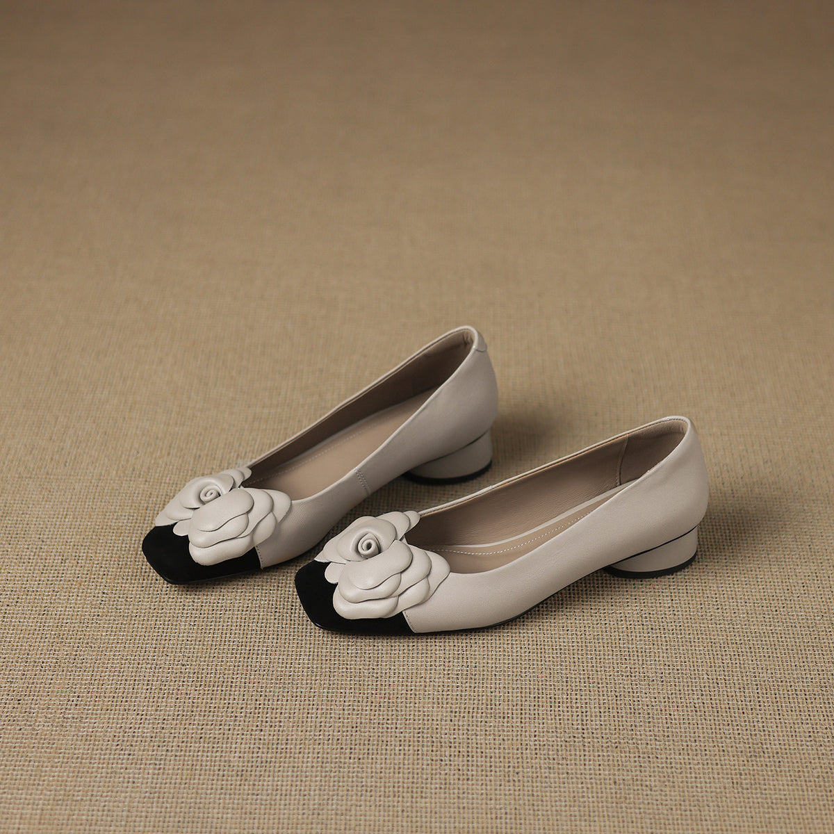 Sheepskin Version French Style Camellia Classic Shallow Mouth Mary Jane Women's Fashion Shoes