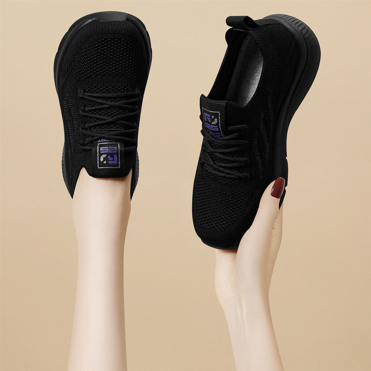 Women's Slip-on Lazy Lightweight Soft Sole Breathable Black Women's Casual Shoes
